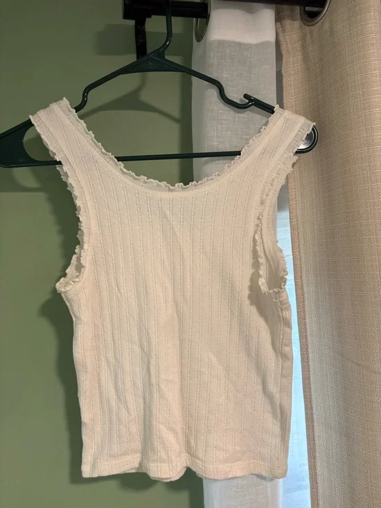 Cream Ribbed Button-Front Tank Top - Picture 2 of 4